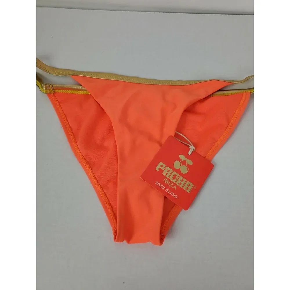 NWT Pacha Ibiza River Island Womens Neon Orange Bikini Bottom US Size 4